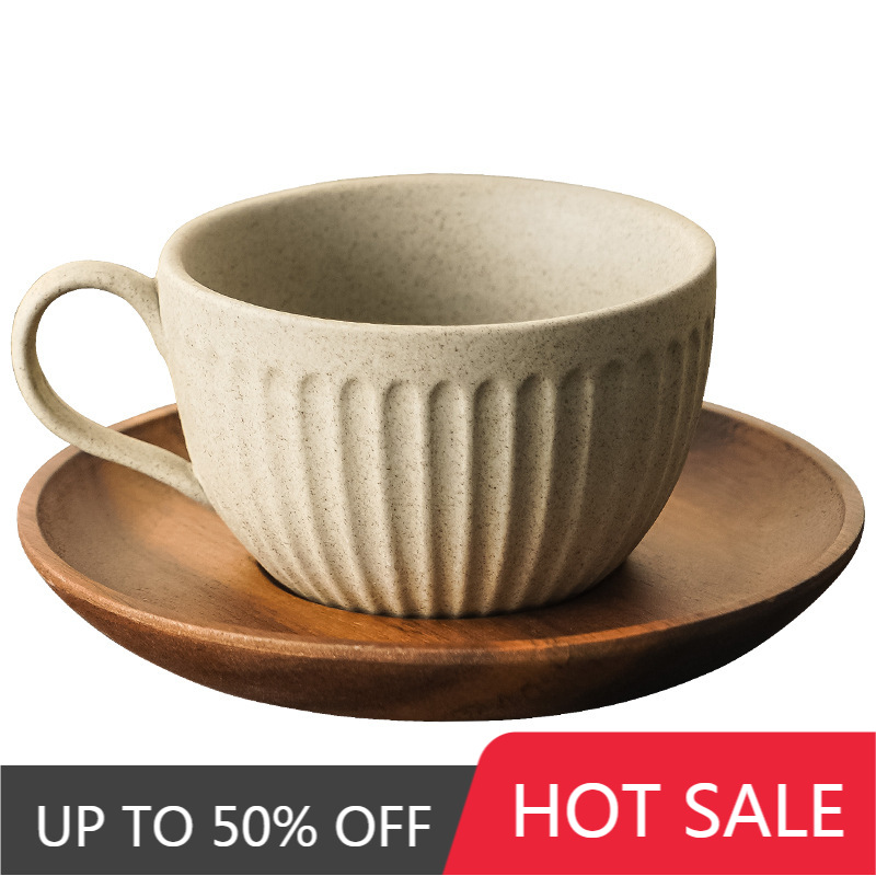 Drip Tray Saucer - 200ML Coarse Ceramic Vertical Stripe Coffee