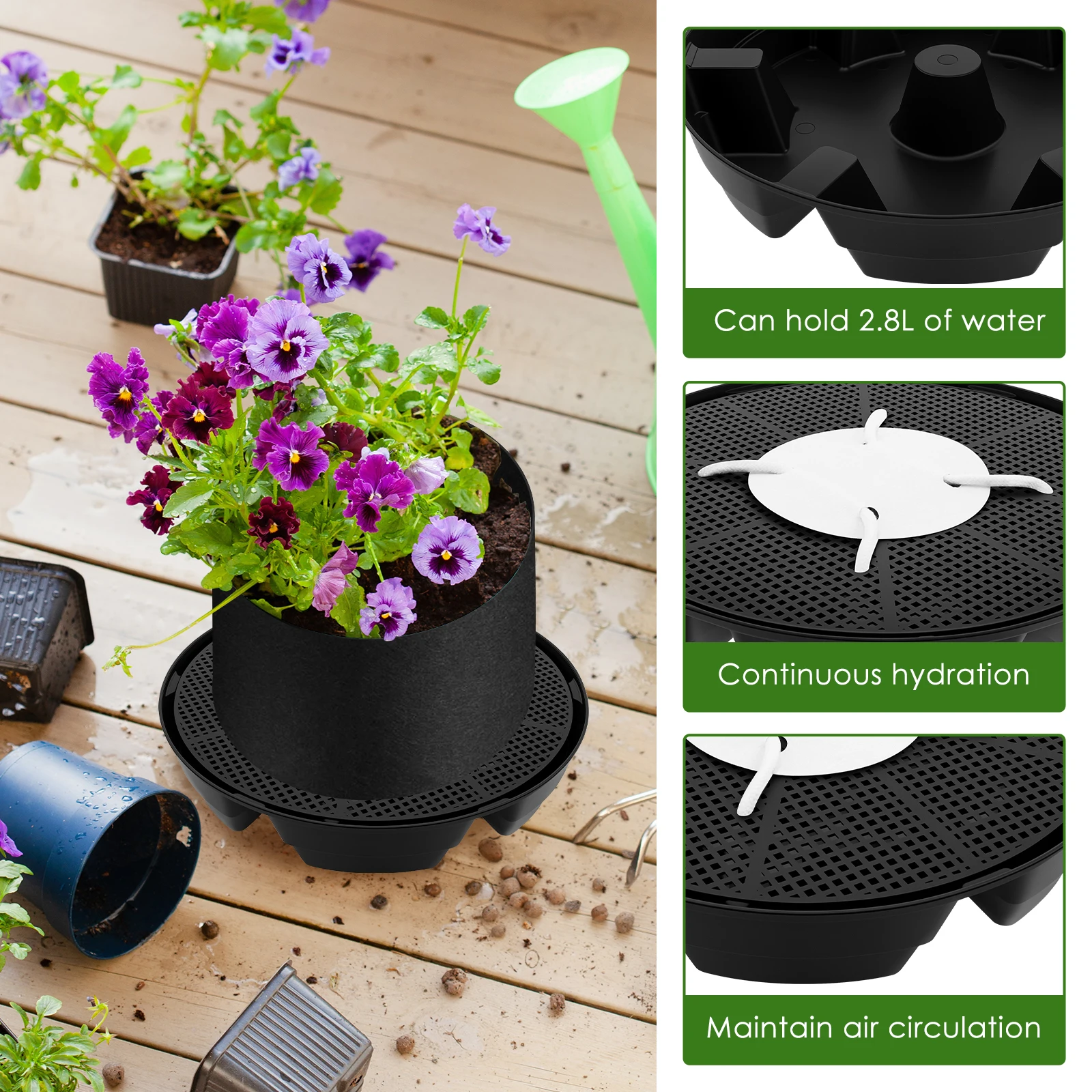 4Pcs Flower Pot Base 2.8L Self - Drip Tray Saucer review and price
