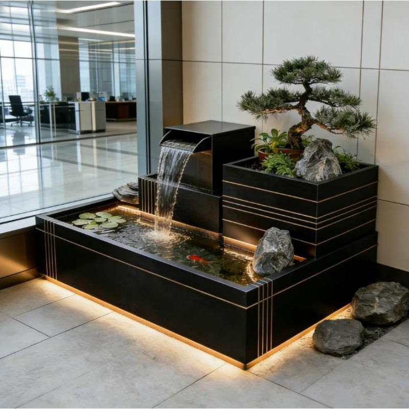 Stainless Steel Waterfall Feat - Bonsai Garden With Koi Pond review and price