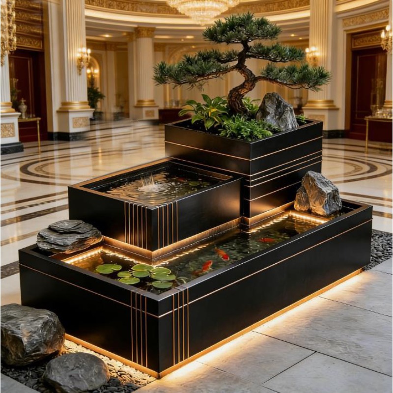 Stainless Steel Waterfall Feat - Bonsai Garden With Koi Pond review and price