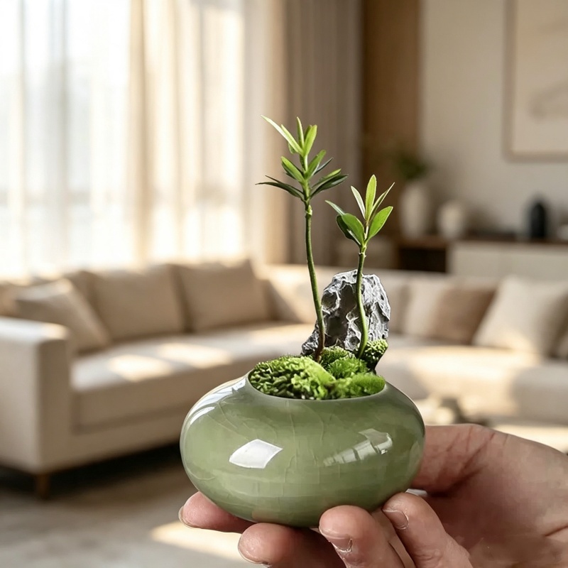 Mini Ice Crack Glazed Plant Po - Bonsai Garden Art review and price